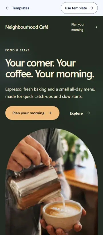 Neighbourhood Café on a mobile screen