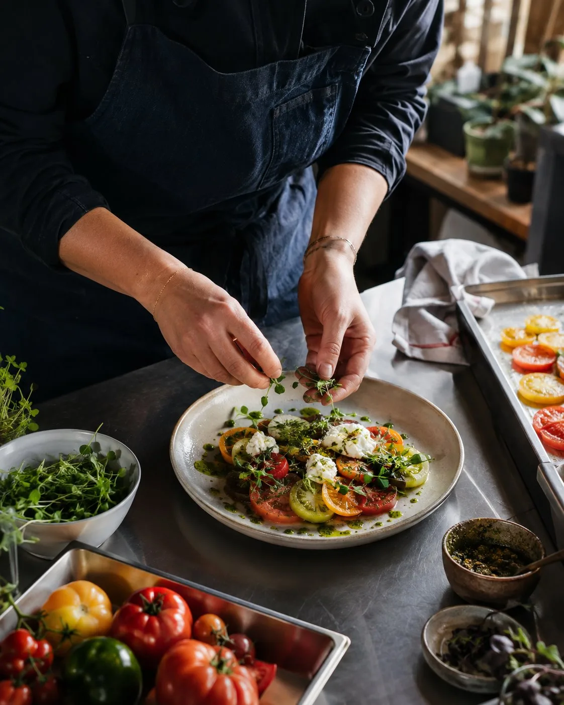 Chef plating a seasonal dish for a shared feast