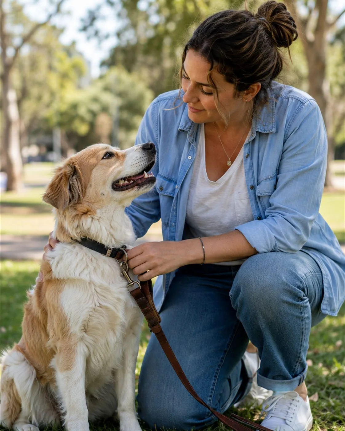 Pet sitter spending time outdoors with a dog