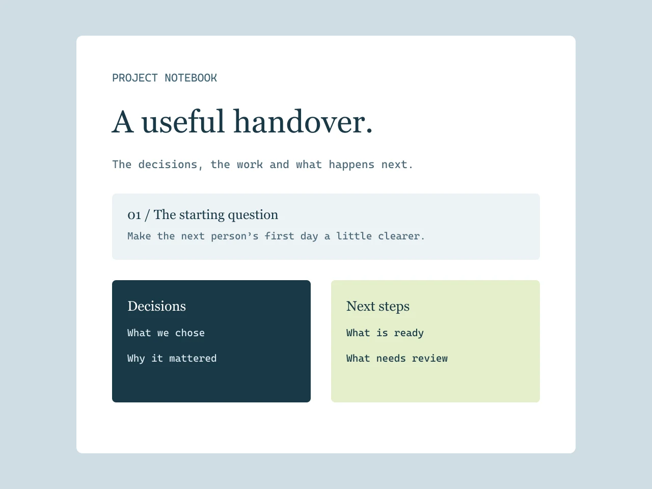 A useful handover