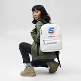 Go Beyond Backpack in White — female model, front view