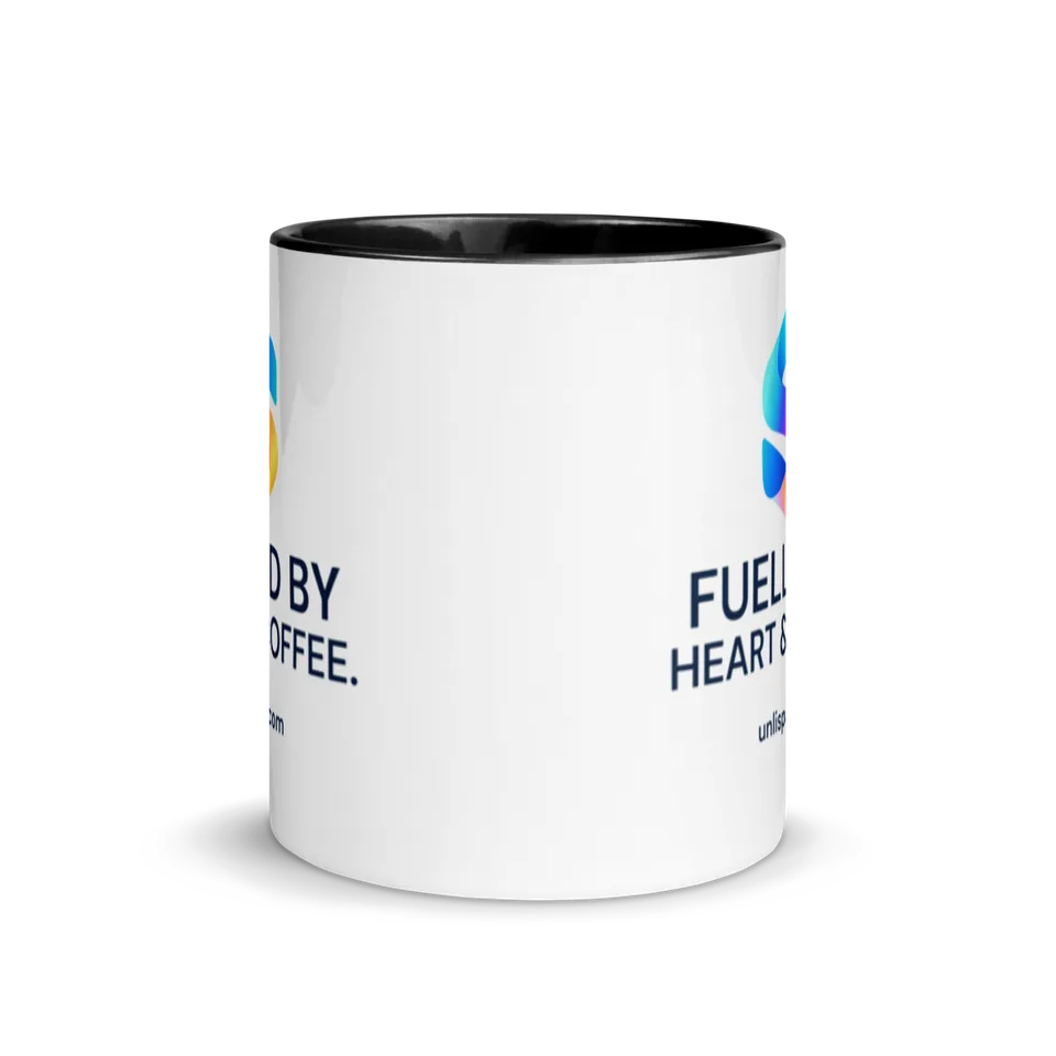 Heart & Coffee Mug in Black — product, front view