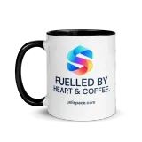 Heart & Coffee Mug in Black — product, left view