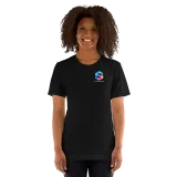 Heart on Shift Tee in Black — female model, front view