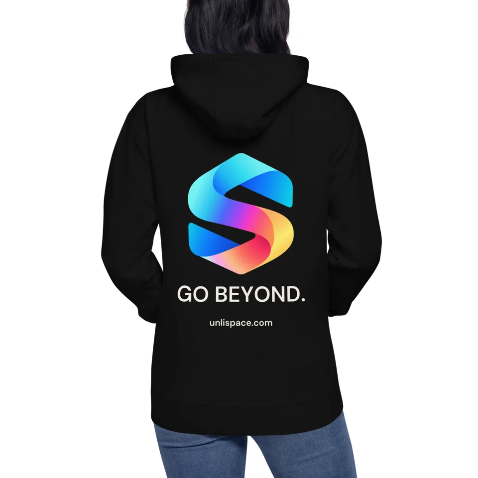 Go Beyond Hoodie in Black — female model, back view
