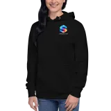 Go Beyond Hoodie in Black — female model, front view