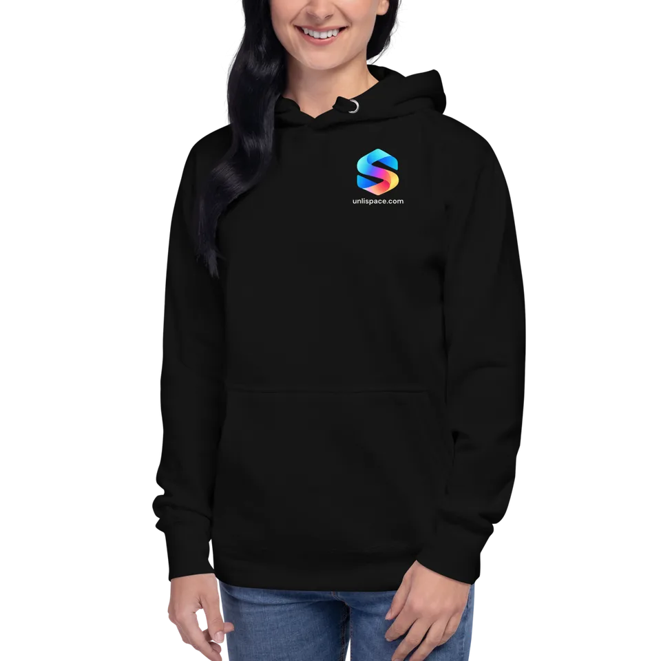 Go Beyond Hoodie in Black — female model, front view