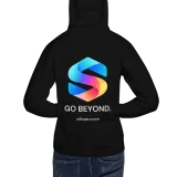 Go Beyond Hoodie in Black — male model, back view