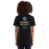 Heart on Shift Tee in Black — female model, back view