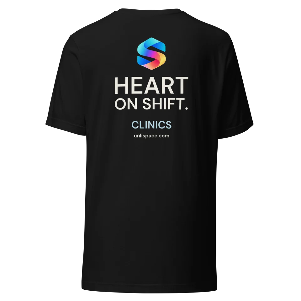 Heart on Shift Tee in Black — product, back view