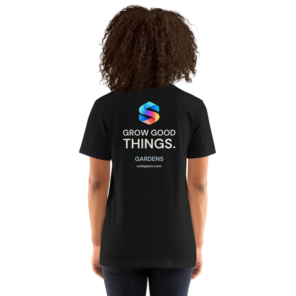 Grow Good Tee in Black — female model, back view