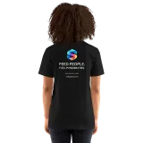 Feed Possibility Tee in Black — female model, back view