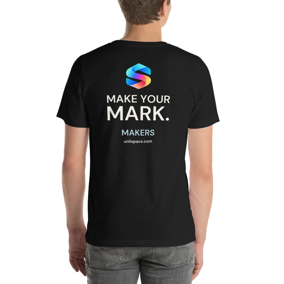 Make Your Mark Tee in Black — male model, back view