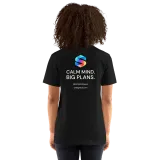 Big Plans Tee in Black — female model, back view