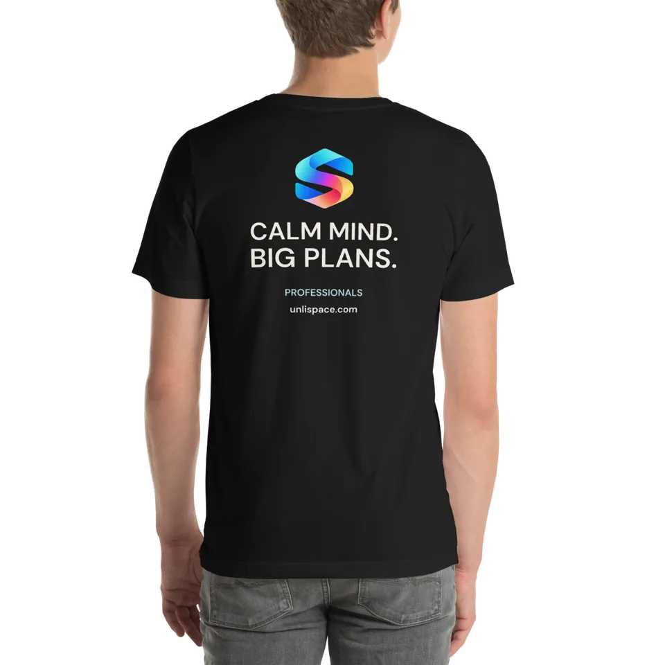 Big Plans Tee in Black — male model, back view
