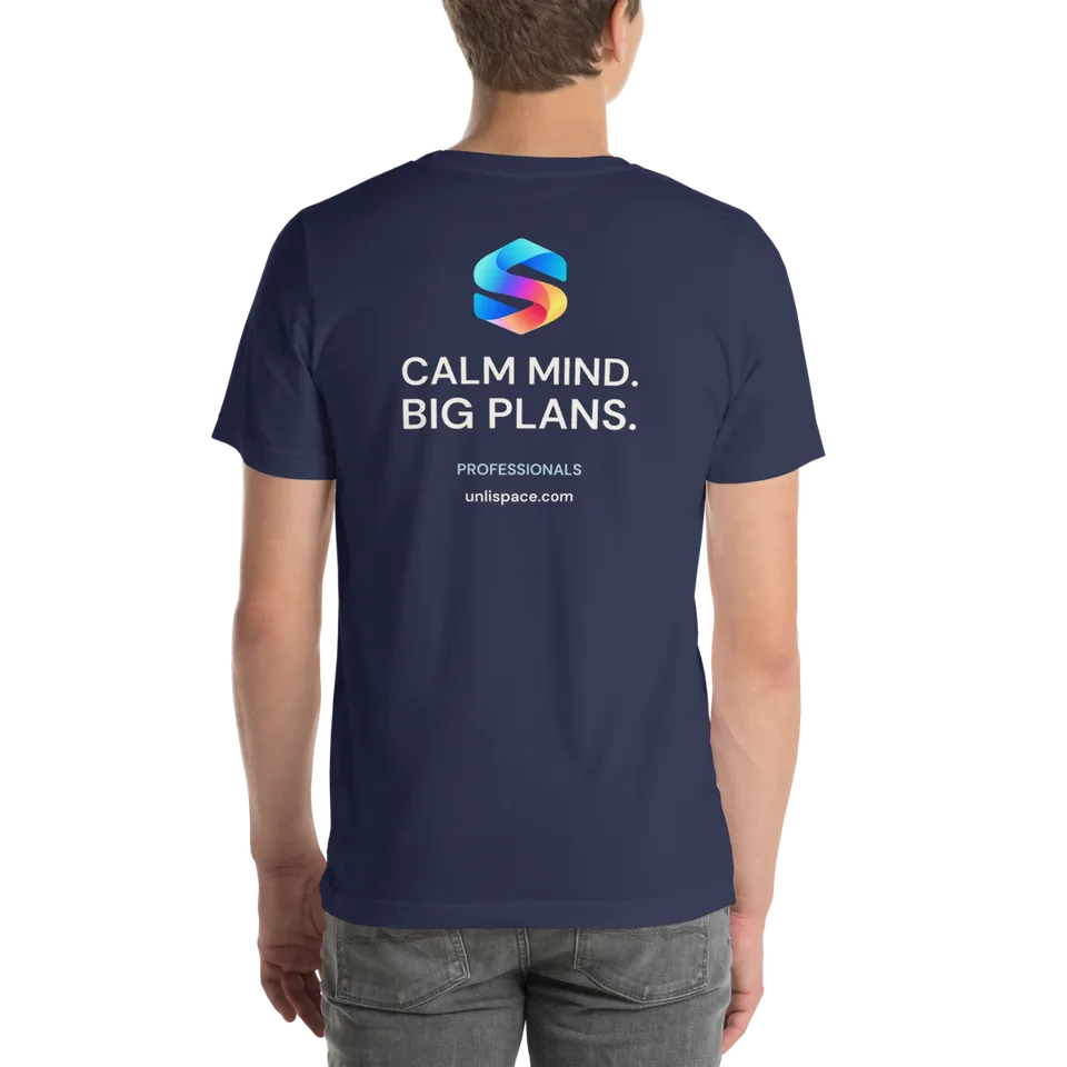 Big Plans Tee in Navy — male model, back view