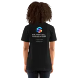 Built with Heart Tee in Black — female model, back view