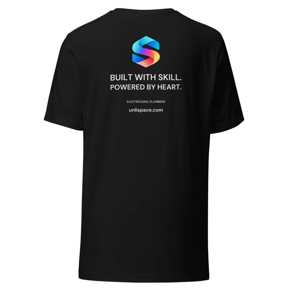 Built with Heart Tee in Black — product, back view