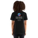 Hold Space Tee in Black — female model, back view
