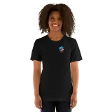 Beyond Social Tee in Black — female model, front view